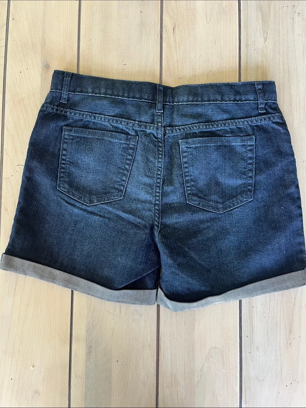 Children’s Place Girls Shortie Short Court Dark Blue Rolled Hem Denim Shorts